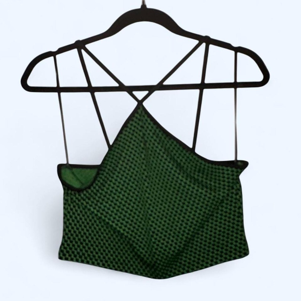 Zara Green crop top with black polka dots #polkadot #summer Size M-L